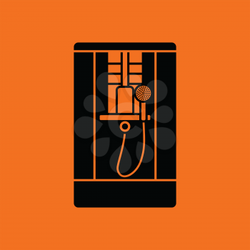 Shower icon. Orange background with black. Vector illustration.