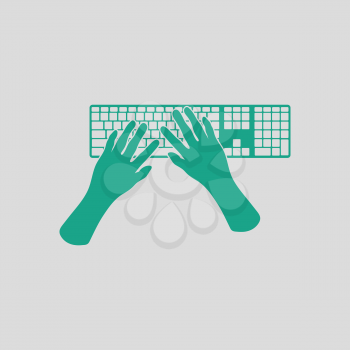 Typing icon. Gray background with green. Vector illustration.