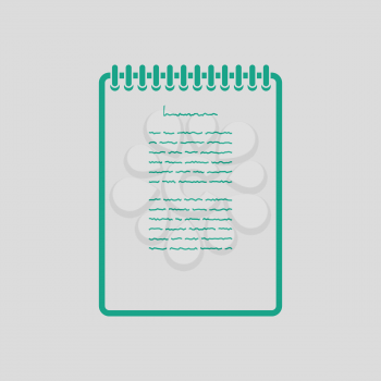 Binder notebook icon. Gray background with green. Vector illustration.