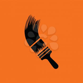 Paint brush icon. Orange background with black. Vector illustration.