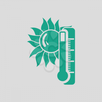 Summer heat icon. Gray background with green. Vector illustration.