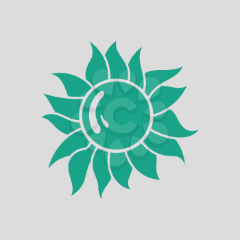 Sun icon. Gray background with green. Vector illustration.