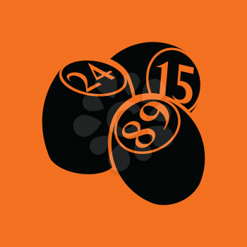 Bingo Kegs icon. Orange background with black. Vector illustration.