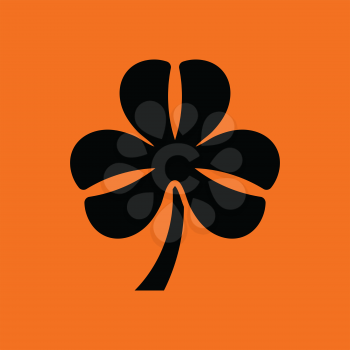 Shamrock icon. Orange background with black. Vector illustration.