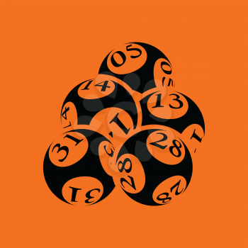 Lotto balls icon. Orange background with black. Vector illustration.