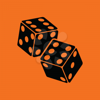 Craps dice icon. Orange background with black. Vector illustration.