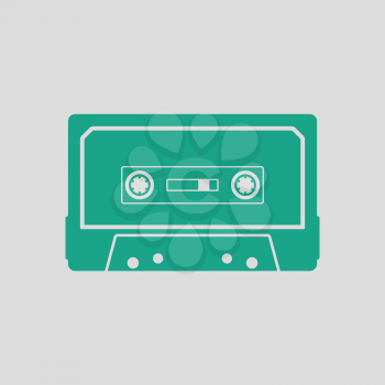 Audio cassette  icon. Gray background with green. Vector illustration.