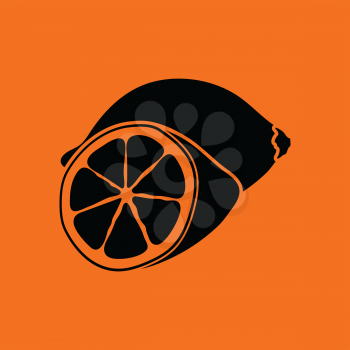 Lemon icon. Orange background with black. Vector illustration.