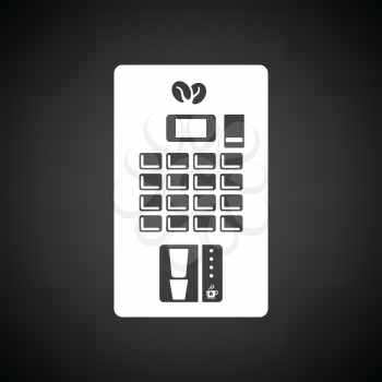 Coffee selling machine icon. Black background with white. Vector illustration.