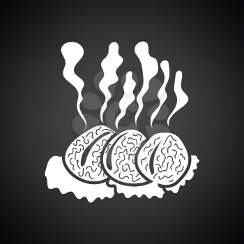 Smoking cutlet icon. Black background with white. Vector illustration.