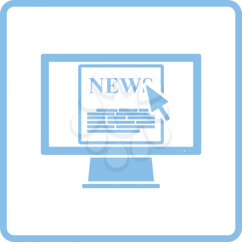 Monitor with news icon. Blue frame design. Vector illustration.