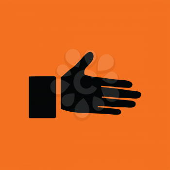 Open hend icon. Orange background with black. Vector illustration.