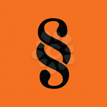 Paragraph symbol icon. Orange background with black. Vector illustration.