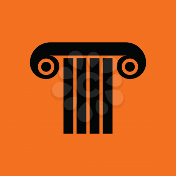 Antique column icon. Orange background with black. Vector illustration.