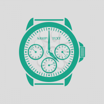 Watches icon. Gray background with green. Vector illustration.