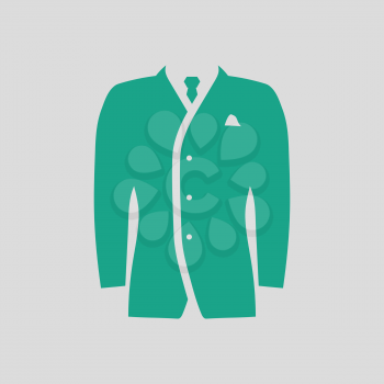 Mail suit icon. Gray background with green. Vector illustration.