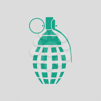 Defensive grenade icon. Gray background with green. Vector illustration.