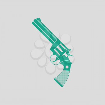 Revolver gun icon. Gray background with green. Vector illustration.