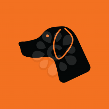 Hunting dog had  icon. Orange background with black. Vector illustration.