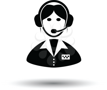 Taxi dispatcher icon. White background with shadow design. Vector illustration.