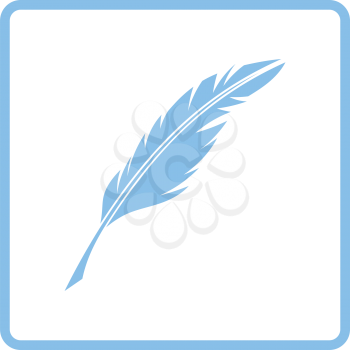 Writing feather icon. Blue frame design. Vector illustration.