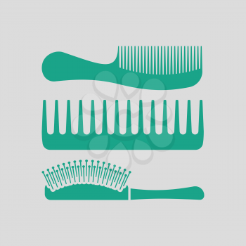 Hairbrush icon. Gray background with green. Vector illustration.