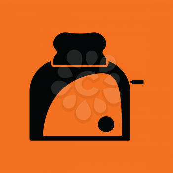 Kitchen toaster icon. Orange background with black. Vector illustration.
