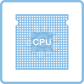 CPU icon. Blue frame design. Vector illustration.