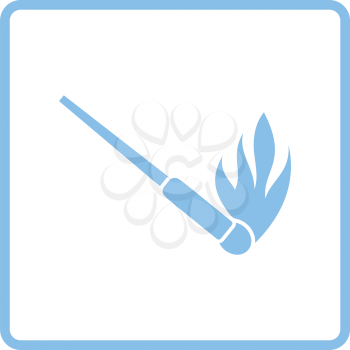 Burning matchstik icon. Blue frame design. Vector illustration.