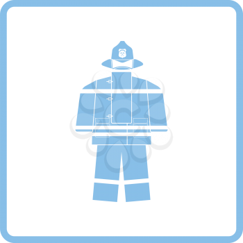 Fire service uniform icon. Blue frame design. Vector illustration.