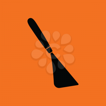 Palette knife icon. Orange background with black. Vector illustration.