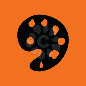 Palette icon. Orange background with black. Vector illustration.