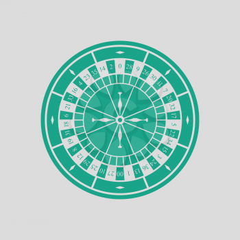 Roulette wheel icon. Gray background with green. Vector illustration.