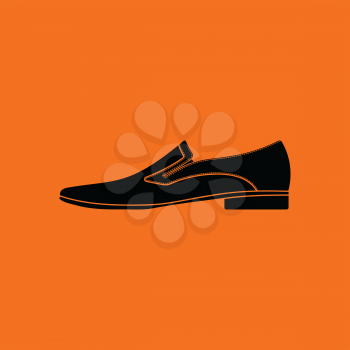 Man shoe icon. Orange background with black. Vector illustration.