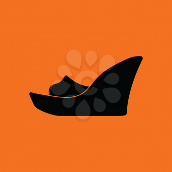 Platform shoe icon. Orange background with black. Vector illustration.