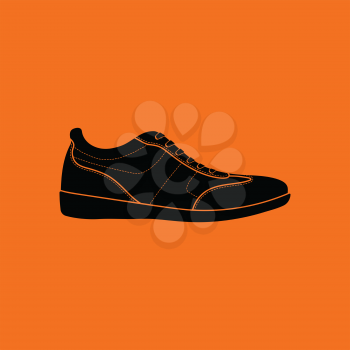 Man casual shoe icon. Orange background with black. Vector illustration.