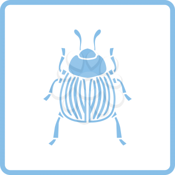 Colorado beetle icon. Blue frame design. Vector illustration.