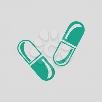 Pills icon. Gray background with green. Vector illustration.