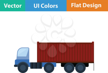 Container truck icon. Flat design. Vector illustration.