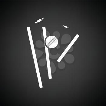 Cricket wicket icon. Black background with white. Vector illustration.