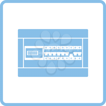 Circuit breakers box icon. Blue frame design. Vector illustration.