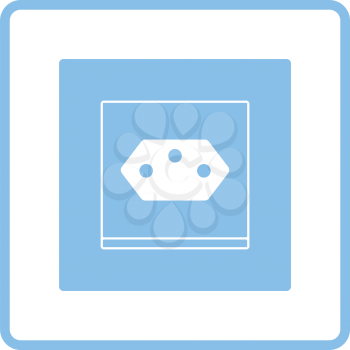 Swiss electrical socket icon. Blue frame design. Vector illustration.