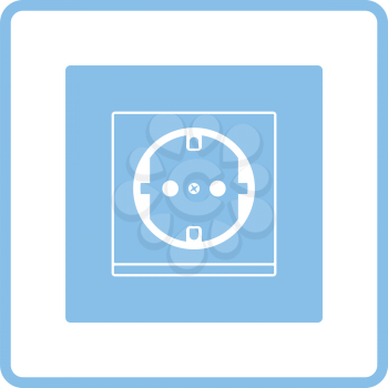 Europe electrical socket icon. Blue frame design. Vector illustration.