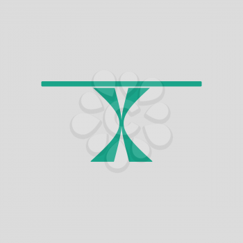 Dinner table icon. Gray background with green. Vector illustration.