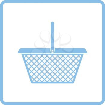 Supermarket shoping basket icon. Blue frame design. Vector illustration.