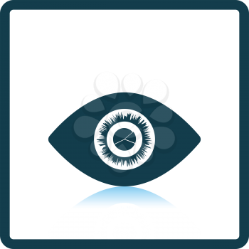 Eye with market chart inside pupil icon. Shadow reflection design. Vector illustration.