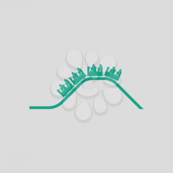 Small roller coaster icon. Gray background with green. Vector illustration.