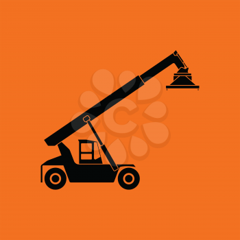 Port loader icon. Orange background with black. Vector illustration.