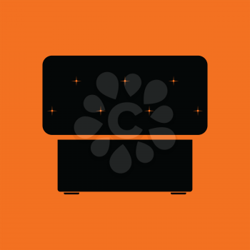 Bedroom pouf icon. Orange background with black. Vector illustration.