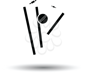 Cricket wicket icon. White background with shadow design. Vector illustration.